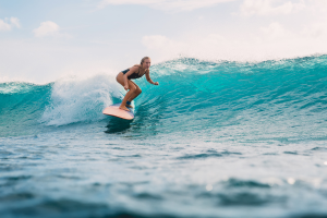 Surfing at Bloody Bay, Union Island